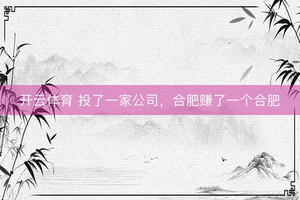 开云体育 投了一家公司，合肥赚了一个合肥