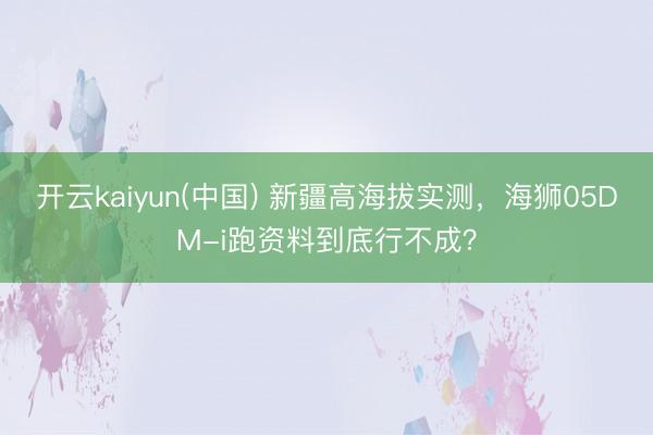 开云kaiyun(中国) 新疆高海拔实测，海狮05DM-i跑资料到底行不成？