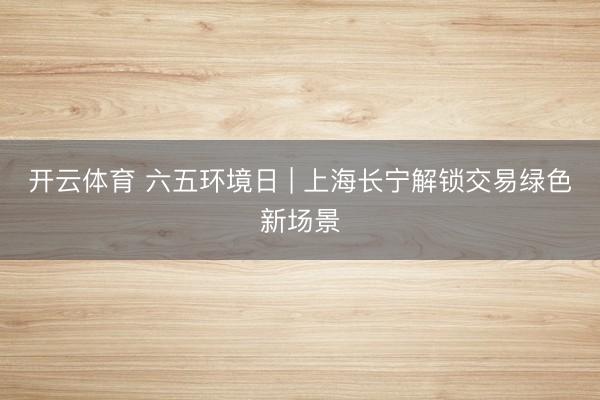 开云体育 六五环境日 | 上海长宁解锁交易绿色新场景
