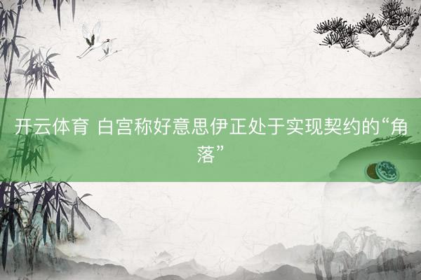 开云体育 白宫称好意思伊正处于实现契约的“角落”