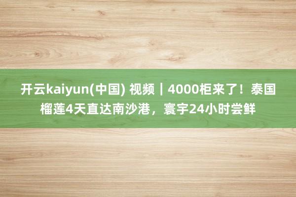 开云kaiyun(中国) 视频｜4000柜来了！泰国榴莲4天直达南沙港，寰宇24小时尝鲜