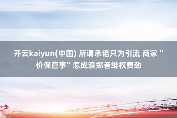 开云kaiyun(中国) 所谓承诺只为引流 商家“价保管事”怎成浪掷者维权费劲